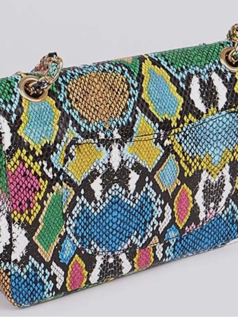 Multicolor Snakeskin-Pattern Chain Shoulder Bag - Picture 5 of 6